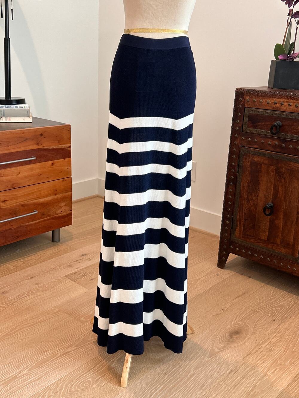 NWT Staud Swirling Knit Skirt - Navy/White Sz XS